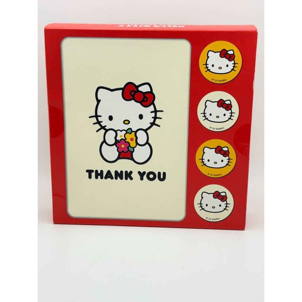 Hello Kitty Thank You Note Card Set With Stickers & Envelopes - 12 Cards